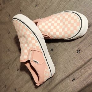 Vans pink checkered slip-on size 4 US Missy